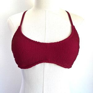 Xhilaration Textured Bikini Top with Back Detail Burgundy Size M